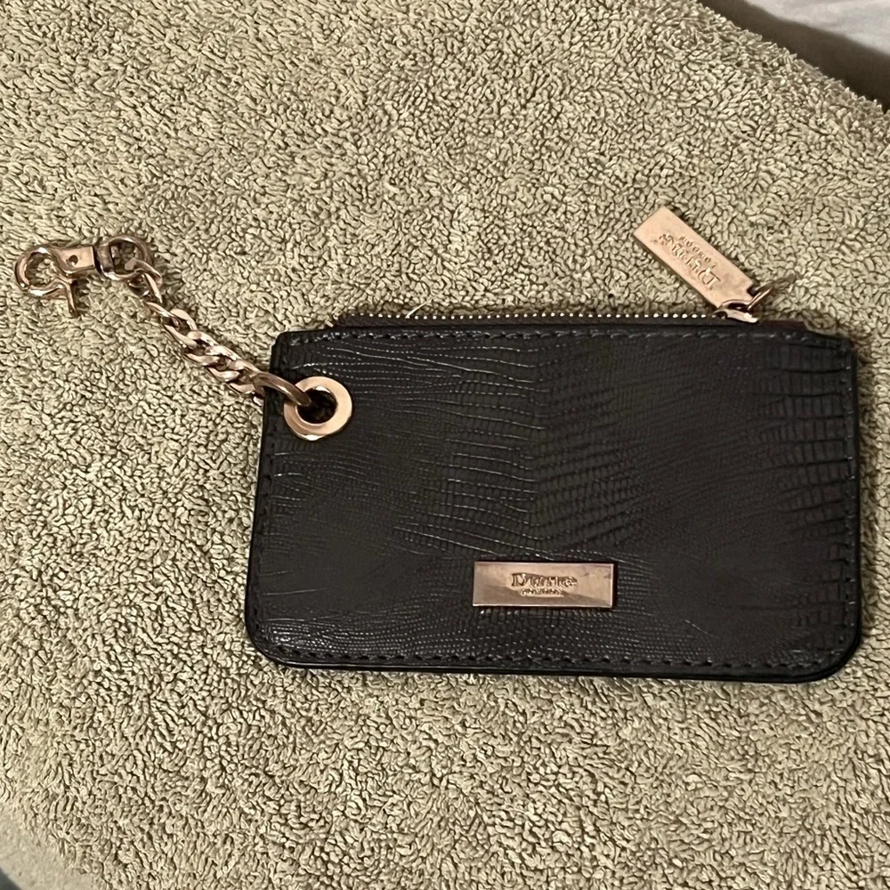 Dune London Leather Coin Purse Wallet With Gold-Tone Chain W/ Lobster Clasp EUC